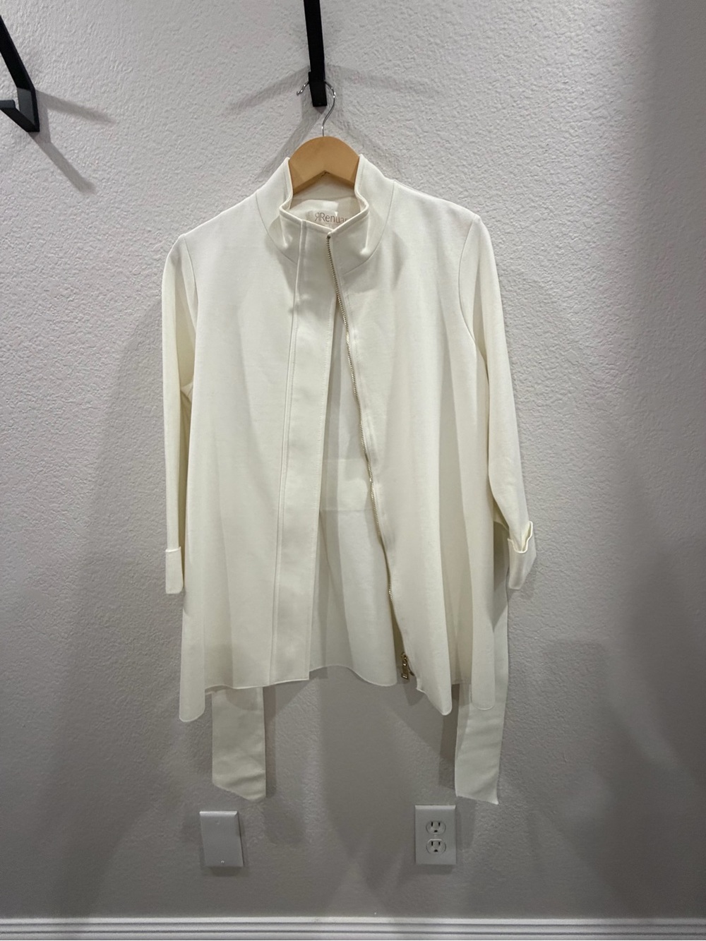 Renuar Cream Stand Collar Button-Front Men's Shirt